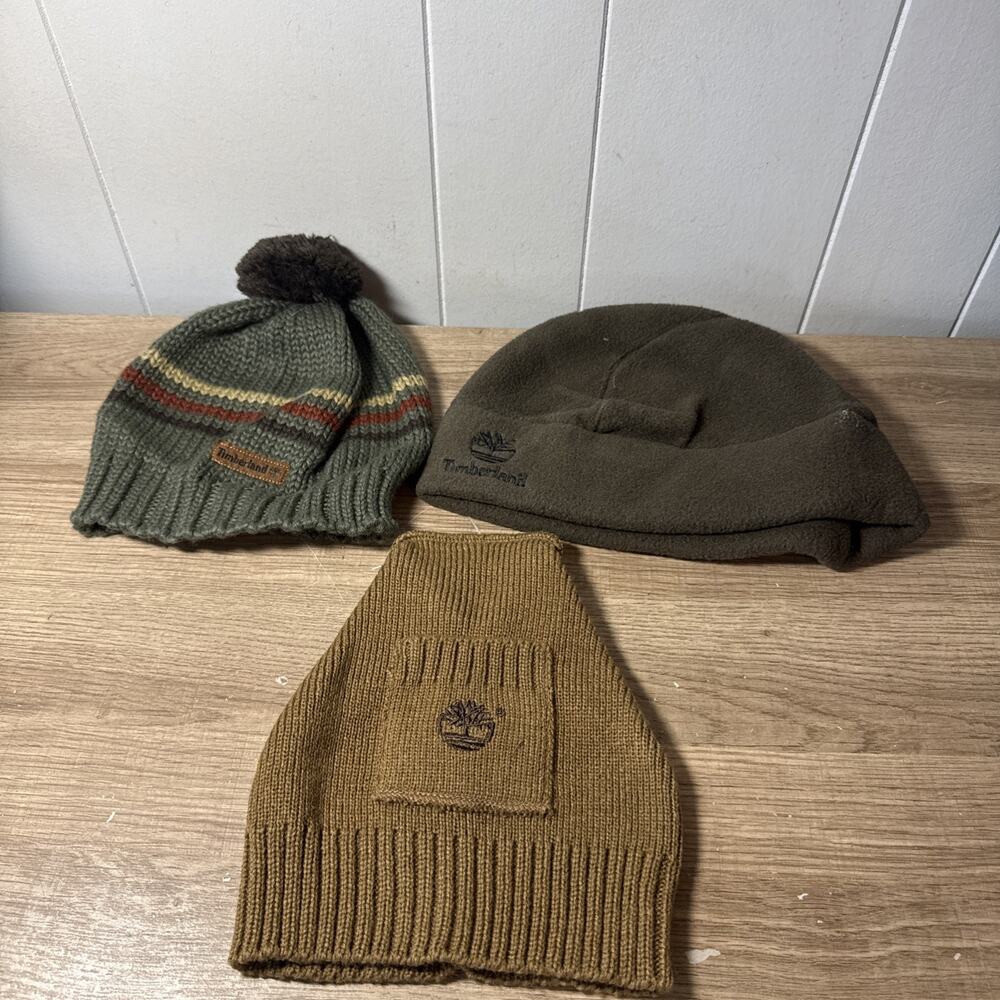 Timberland Mens Lot Of 3 Hats Green And Tan Hats Vintage One Size Q2